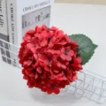 Artificial rojo hortensia flor sola rama para boda casa mesa decoración arreglo floral - Rojo Brillante