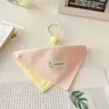 Cute double layer pet dog triangle bib in pink and yellow with adjustable cord and snap buttons. - XS / Lotus root pink