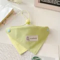 Cute pet triangular bib bandana for dogs cats adjustable snap button fresh style small pets - Mustard Green