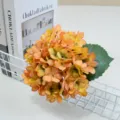 Flor Falsa Hortensia de Otoño Tallo Único Vintage Decoración de Mesa Seda Floral - Amarillo Otoñal