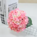 Hortensia artificial vintage europea de rama única para decoración de mesa de bodas en casa - Rosa oscuro
