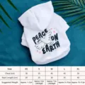 White cat pet hoodie with peace dove embroidery, cute two-legged apparel for small animals. - XS / White