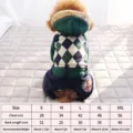 Cute dog winter four-leg clothes warm pet hoodie coat with size chart for small dogs puppies - S / Green