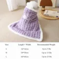 Purple plush pet cape with hood and white trim, warm winter dog blanket, size S to L. - S / Purple