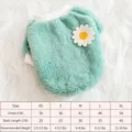 Cute winter pet dog fleece sweater with daisy flower design, warm two-legged puppy apparel. - XS / Green