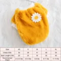Yellow pet fleece clothes with cute daisy flower, warm winter dog vest, size XS to XL available. - XS / Yellow