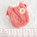 Cute pink plush pet dog clothes winter warm fleece apparel with daisy flower size chart - XS / Pink