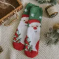 Chaussettes pelucheuses de Noël pour femmes, chaussettes d'hiver chaudes et douces pour dormir. - Taille unique / Père Noël Chapeau Rouge