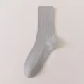 Herren Baumwolle gerippte Socken in Grau, atmungsaktiv Fruehling Herbst lange Roehre Strumpf. - Einheitsgröße / Hellgrau
