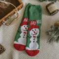 Chaussettes douillettes en molleton de bonhomme de neige de Noël pour femmes, hiver bien chaud. - Taille unique / Bonhomme de neige