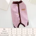 Cute pink striped four-leg dog clothes with snap buttons, comfortable pet jumpsuit for small dogs. - XS / Pink