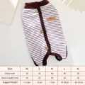 Comfortable striped four-legged dog clothes with buttons and cute bear patch for autumn winter. - XS / Apricot