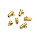 Fermoirs à vis cylindriques en acier inoxydable doré pour bracelets et colliers DIY faits main. - 2mm (Env. 6x11x16.5mm) / Avec Boucle Trou de Corde (2mm) / Or