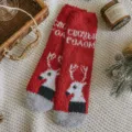 Chaussettes duveteuses de renne de Noël en polaire corail épaissie chaussettes d'intérieur - Taille unique / Élan à Pointe Grise