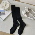 Black sheer mesh mid-calf socks for women, sweet style breathable hollow out socks daily wear. - One Size / Black