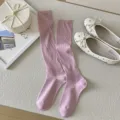 Pink ribbed mid-calf socks, sweet ballet style knit hosiery for women, spring wear. - One Size / Pink
