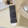 Dark gray ribbed leg warmers, stylish cotton stack socks for women, cozy winter fashion accessory. - Dark Gray