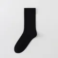 Chaussettes mi-hautes en soie noire pour femmes, unies et respirantes, fines et légères. - Taille unique / Noir