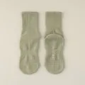 Olive green grip socks for women, non-slip cotton crew socks for yoga, pilates and fitness. - One Size / Army Green