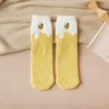 Morbidi calzini in peluche con banane ricamate per donna, calde calze invernali. - Taglia unica / Giallo