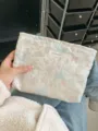 Aesthetic jacquard butterfly cosmetic bag, large capacity portable storage pouch for travel. - L / Blue Pink Butterfly