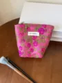 Floral makeup bag portable cosmetic pouch canvas storage bag for travel and daily use. - S / Rose Red Lychee Flower