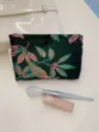 Portable floral cosmetic pouch, durable zippered makeup organizer bag for daily travel. - M / Green Base Pink Floral Medium