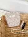 French style floral embroidery canvas cosmetic bag large capacity travel makeup pouch storage - French Floral Small