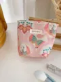 Rosa Brokat Kosmetiktasche mit Schmetterling Kranich Muster, tragbare Make-up Aufbewahrung. - S / Rosa Schmetterling Kranich