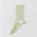 Chaussettes mi-hautes femme en soie de mûrier vert clair unies respirantes fines - Taille unique / Vert