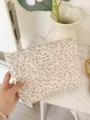 Vintage floral cotton cosmetic bag, large capacity portable makeup pouch for daily storage. - L / Small Floral