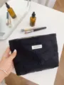 Sac cosmetique noir avec broderie de noeud, pochette de maquillage et rangement de toilette. - L / Noir