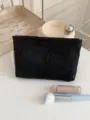 Sac cosmétique noir vintage à nœud tissé, trousse de maquillage portable et organiseur. - M / Noir