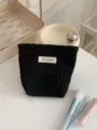 Sac cosmétique à nœud tissé noir trousse de maquillage portable sac de rangement élégant. - S / Noir