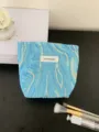 Blue embossed cosmetic makeup bag large capacity portable travel pouch for toiletries storage - S / Blue