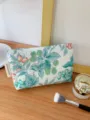 Fresh floral cotton cosmetic bag detail, spacious zipper pouch for makeup, daily essential. - M / Green Fruit Pattern