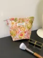 Floral canvas makeup bag large capacity zipper cosmetic pouch cute travel storage organizer for women - S / Floral Jungle