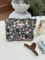 Floral jacquard cosmetic bag travel toiletry pouch portable makeup organizer for women. - L / Chamomile