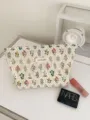 Floral cosmetic bag large capacity makeup pouch portable travel toiletry storage case - L
