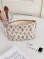 Floral makeup bag large capacity travel cosmetic pouch portable toiletry organizer for women. - M