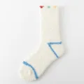 White coral fleece fuzzy socks for women, thick warm winter mid-calf floor sleep socks. - One Size / Mahjong White Board