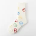 White coral fleece women winter warm mid-calf socks thick plush cute colorful swirl sleep socks - One Size / Heart