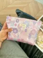 Floral brocade cosmetic bag portable makeup pouch stylish travel wash storage organizer - Pink Purple Floral (Large)