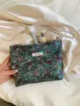 Large capacity dragon pattern cosmetic pouch with traditional brocade fabric for daily travel use. - Traditional Dragon Motif / L