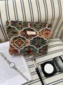 Vintage large capacity cosmetic bag travel toiletry and makeup storage pouch detail view. - L / Contrast Color Diamond Pattern