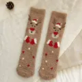 Cute Christmas elk coral fleece socks, thick warm winter fuzzy socks for men and women gift. - One Size / Red Santa Claus