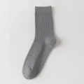 Chaussettes montantes côtelées grises homme, chaussettes de sport respirantes unies. - Taille unique / Gris Moyen