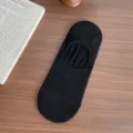 Herren schwarze unsichtbare Bootssocken, Sommer dünne reine Baumwolle flache rutschfeste Socken. - Einheitsgröße / Schwarz