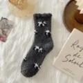 Thickened fuzzy coral fleece winter warm mid-tube socks for home wear and sleeping. - One Size / Dark Gray