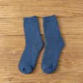 Dicke Herren Winter Wollesocken in Dunkelblau, warme kuschelige Strick Strümpfe für den Alltag. - Einheitsgröße / Marineblau